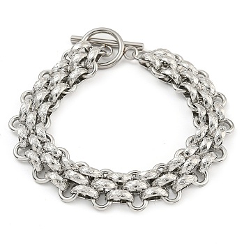 304 Stainless Steel Link Chain Bracelets, with Toggle Clasps, Stainless Steel Color, 8 inch(20.3cm)