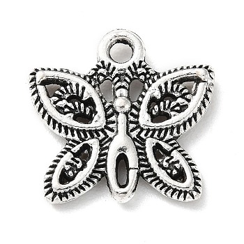 Tibetan Style Alloy Pendants, Butterfly, Antique Silver, 16x16x2.5mm, Hole: 1.6mm, about 390pcs/500g