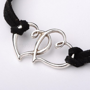 Bracelets en alliage à double lien coeur pour la Saint Valentin(BJEW-JB01530)-3