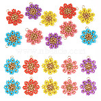10Pcs 5 Styles Glass Seed Beaded Flower Pendants, with 304 Stainless Steel Jump Ring, Real 18K Gold Plated, Mixed Color, 22~23x22~23x3mm, Hole: 3mm(PALLOY-TA00388)
