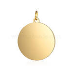 Ion Plating(IP) 304 Stainless Steel Pendants, with Jump Ring, Flat Round Charm, Mirror Polished Finish Stamping Blank Tag, Golden, 22.5x20x1.5mm, Hole: 3.5mm(STAS-I311-33H-G)