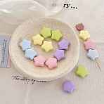 Opaque Acrylic European Beads, Large Hole Beads. Star, Mixed Color, 25x25.9x9.5mm, Hole: 4.5mm(OACR-N163-29)