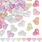 50Pcs UV Plating Opaque Acrylic Beads, Iridescent, Heart, Mixed Color, 16.5x21x10mm, Hole: 2mm(OACR-SP0001-90)