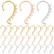 SUNNYCLUE 30Pcs 3 Colors Alloy Ear Cuff Findings, with 7 Horizontal Loops, Ear Wrap Earring Hooks for Non Piercing Earring Making, Mixed Color, 58x35x2mm, Hole: 2.5mm, 10Pcs/color(FIND-SC0003-95)