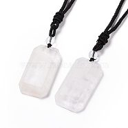 Adjustable Natural Quartz Crystal Rectangle Pendant Necklace with Nylon Cord for Women, 35.43 inch(90cm)(NJEW-L171-03G)