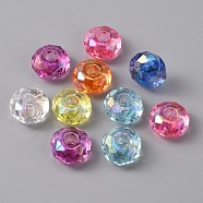 Transparent Acrylic European Beads, Large Hole Beads, AB Color, Rondelle, Mixed Color, 14.5x8mm, Hole: 4.5mm(FIND-CJC0003-54A)