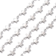 304 Stainless Steel Decorative Chains, Soldered, with Star Connector, Stainless Steel Color, 11x6x1.5mm(CHS-E001-02P)