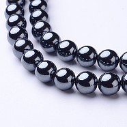 8MM Black AAA Grade Round Non-Magnetic Synthetic Hematite Beads Strands, Size: about 8mm in diameter, hole: 1mm, about 53pcs/strand(X-G-H1071-1)