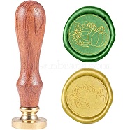 Wax Seal Stamp Set, Sealing Wax Stamp Solid Brass Head,  Wood Handle Retro Brass Stamp Kit Removable, for Envelopes Invitations, Gift Card, Pumpkin Pattern, 83x22mm(AJEW-WH0208-293)