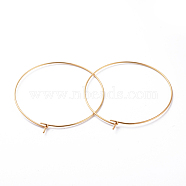 316 Surgical Stainless Steel Hoop Earring Findings, Wine Glass Charms Findings, Real 18k Gold Plated, 40x0.7mm, 21 Gauge(STAS-J025-01F-G)