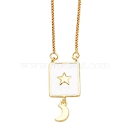 Brass Enamel Pendant Necklaces, Rectangle, Star, 17.72 inch(450mm)(PW-WG56942-01)