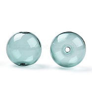 Transparent Blow High Borosilicate Glass Globe Beads, Round, for DIY Wish Bottle Pendant Glass Beads, Dark Cyan, 18x17mm, Hole: 2mm(X-GLAA-T003-09E)