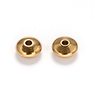 Ion Plating(IP) 304 Stainless Steel Spacer Beads, Flat Round, Golden, 8x4mm, Hole: 2mm(STAS-G170-47G)
