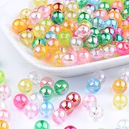 Eco-Friendly Transparent Acrylic Beads, Round, AB Color, Mixed Color, 8mm, Hole: 1.5mm, about 2000pcs/500g(PL734M)