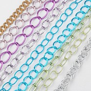 Mixed Style Aluminum Twisted Chains and Cable Chains, Unwelded, Mixed Color, 16~28x12~18.5x2~3mm, 10m/set(CHA-X0005)
