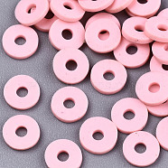 Handmade Polymer Clay Beads, for DIY Jewelry Crafts Supplies, Disc/Flat Round, Heishi Beads, Pink, 6x1mm, Hole: 2mm, about 1175pcs/50g(X-CLAY-Q251-6.0mm-86)
