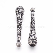 Alloy Cord End, Bolo Tie End Caps, Antique Silver, 52x11mm, Inner Diameter: 5mm(PALLOY-WH0022-03AS)