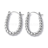304 Stainless Steel Twist Hoop Earrings, Oval, Stainless Steel Color, 26x17mm(STAS-Z052-09P)