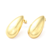 Brass Teardrop Stud Earrings for Women, Golden, 26x13.5mm, Pin: 0.8mm(EJEW-Q024-08G)