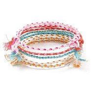 Cotton Braided Cords, Macrame Cord Bracelet Making, Mixed Color, 1-3/4~3-1/8 inch(4.5~8.1cm), 2mm(AJEW-JB00795)
