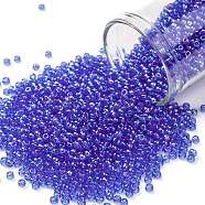 TOHO Round Seed Beads, Japanese Seed Beads, (178) Transparent AB Sapphire, 11/0, 2.2mm, Hole: 0.8mm, about 1110pcs/10g(X-SEED-TR11-0178)