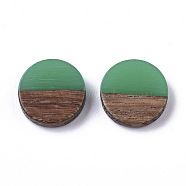 Resin & Wood Cabochons, Flat Round, Medium Spring Green, 10x2.5~4mm(RESI-S358-70-H15)
