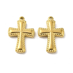 Ion Plating(IP) 304 Stainless Steel Pendants, Cross Charm, Real 18K Gold Plated, 19x13x3mm, Hole: 1.2mm(STAS-P341-16B-G)