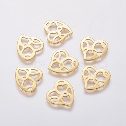 201 Stainless Steel Cabochons, Filling Material for Epoxy Resin Craft Art, Heart, Golden, 14x15x1mm(STAS-L234-122G)