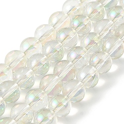 Transparent Electroplate Glass Beads Strands, Pearl Luster Plated, Round, Honeydew, 6mm, Hole: 0.8mm, about 67pcs/strand, 14.84~15.16''(37.7~38.5cm)(GLAA-T032-T6mm-C10)