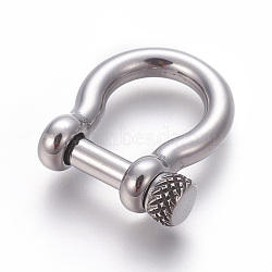 304 Stainless Steel Screw D-Ring Anchor Shackle Clasps, for Bracelets Making, Antique Silver, 24.7x22mm(STAS-E452-43AS)