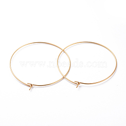 316 Surgical Stainless Steel Hoop Earring Findings, Wine Glass Charms Findings, Real 18k Gold Plated, 40x0.7mm, 21 Gauge(STAS-J025-01F-G)