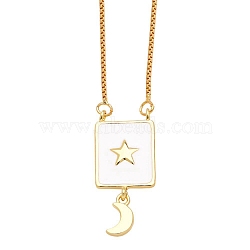 Brass Enamel Pendant Necklaces, Rectangle, Star, 17.72 inch(450mm)(PW-WG56942-01)