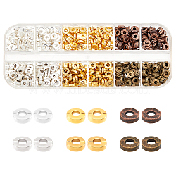 600Pcs 6 Colors Tibetan Style Spacer Beads, Lead Free & Cadmium Free, Donut, Mixed Color, 6x2mm, Hole: 2.5mm, 6colors, about 100pcs/color(FIND-AR0001-70)