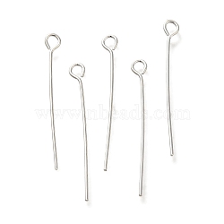 Brass Eye Pins, Lead Free & Cadmium Free, 925 Sterling Silver Plated, 25x3x0.7mm, Hole: 1.8mm(KK-H502-02D-S)