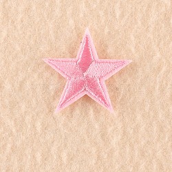 Computerized Embroidery Cloth Iron on/Sew on Patches, Costume Accessories, Appliques, Star, Pink, 3x3cm(DIY-F030-11-23)
