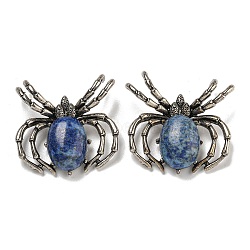 Natural Lapis Lazuli Pendants, Spider Charms, with Rack Plating Antique Silver Tone Brass Findings, Cadmium Free & Lead Free, 36x36x7.5mm, Hole: 3x5.5mm(G-G147-05AS-08)