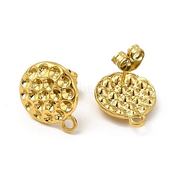 Ion Plating(IP) 304 Stainless Steel Stud Earring Findings, Rhinestone Settings with Horizontal Loops, Flat Round, Real 18K Gold Plated, 15x12mm, Hole: 1.8mm, Pin: 0.8mm, Fit for 2mm Rhinestone(EJEW-I281-26G)