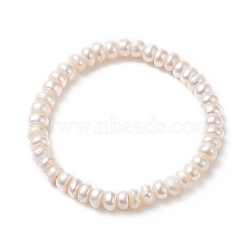 Natural Pearl Beaded Stretch Bracelets for Women, Seashell Color, Inner Diameter: 2-1/8 inch(5.4cm)(BJEW-JB09137)