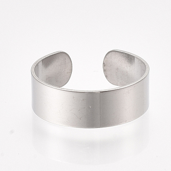 304 Stainless Steel Cuff Rings, Open Rings, Wide Band Rings, Stainless Steel Color, Size 8, 18mm, 6mm