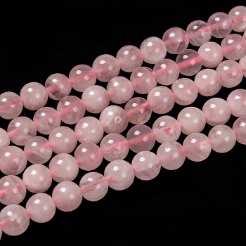 Natural Madagascar Rose Quartz Beads Strads, Grade AB, Round, 8mm, Hole: 1mm, about 48pcs/strand, 15~16 inch