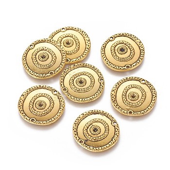 Tibetan Style Links/Connectors, Lead Free and Cadmium Free, Flat Round, Antique Golden, 22x2mm, Hole: 1.5mm
