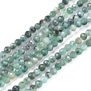 Natural Emerald Quartz Beads Strands, Round, Faceted, 2mm, Hole: 0.5mm, about 170~210pcs/strand, 15.16~15.94 inch(38.5~40.5cm)