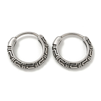 316 Surgical Stainless Steel Hoop Earrings, Ring, Antique Silver, 14.5x2.5mm