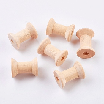 Wooden Empty Spools for Wire, Thread Bobbins, Blanched Almond, 29x21mm