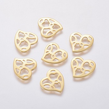 201 Stainless Steel Cabochons, Filling Material for Epoxy Resin Craft Art, Heart, Golden, 14x15x1mm