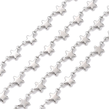 304 Stainless Steel Decorative Chains, Soldered, with Star Connector, Stainless Steel Color, 11x6x1.5mm