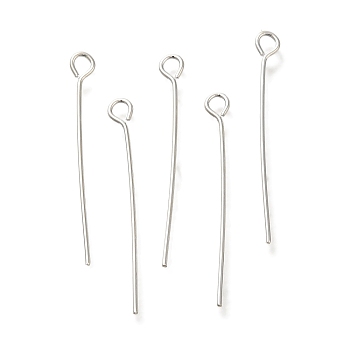 Brass Eye Pins, Lead Free & Cadmium Free, 925 Sterling Silver Plated, 25x3x0.7mm, Hole: 1.8mm