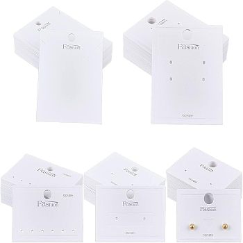 CHGCRAFT 150 Pcs 5 Styles Paper Display Cards, for Earrings & Necklace, Rectangle, White, 30pcs/style