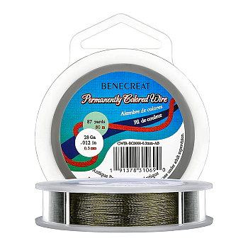 BENECREAT 3 Strands Copper Craft Wire, Long-Lasting Plated, Twisted Round, Antique Bronze, 0.3mm, about 80m/roll