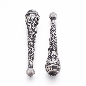 Alloy Cord End, Bolo Tie End Caps, Antique Silver, 52x11mm, Inner Diameter: 5mm